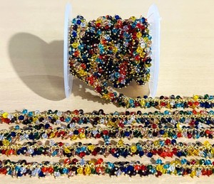 Cadena de Cuentas de Cristal Multicolor de 3mm, Cadena de Cuentas Hechas a Mano con Baño de Oro Grueso para la Fabricación de Joyería - Product Image 6