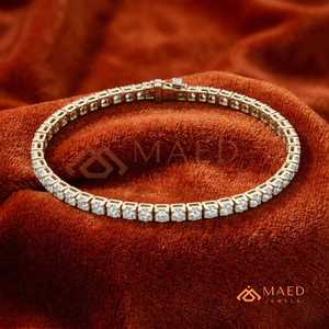 สร้อยข้อมือเทนนิสโมอิสซาไนต์ทรงกลมชุบทอง 18K สำหรับผู้หญิง ดีไซน์เครื่องประดับแฟชั่นหรูหราสไตล์ซานฟรานซิสโก - Product Image 3