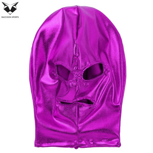 Cagoule et couvre-visage intégral violet brillant, sexy, pour clubbing, festivals, soirées, déguisement, cosplay lumineux - Product Image 2