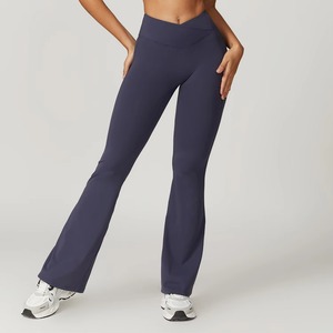 Pantalon évasé en spandex pour femme, taille haute, contrôle du ventre, pour le yoga, vente en gros, personnalisable - Product Image 5