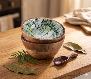 Bol à mélanger en bois pour salade et soupe Bol en bois d'acacia Bol à mélanger fini naturel - Product Image 1