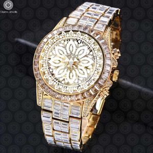 Montre de luxe pour homme Charm_Jewells en acier inoxydable 40 mm, cadran analogique mécanique en verre, lunette sertie de diamants, étanche 10 bars, automatique - Product Image 3
