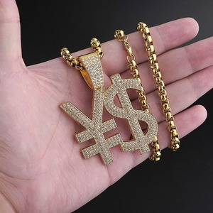 Collar de Hip Hop con Letras Brillantes de Diamantes, Diseño de Dólar y Signo de RMB, Estilo Rapero Estadounidense, Ideal para Bailar - Product Image 2