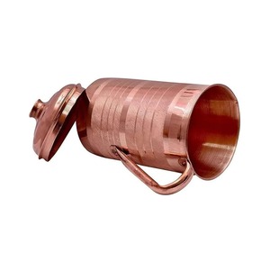Juego de jarra de agua de cobre ayurvédica hecha a mano con dos vasos, ideal para un estilo de vida saludable, almacenamiento diario de agua y uso para servir. - Product Image 3
