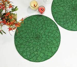 Sets de table perlés avec motif floral personnalisé pour la décoration de table lors de la fête de Noël, vert foncé - Product Image 6
