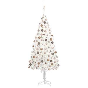 Árbol de Navidad Artificial Preiluminado Blanco de 94.5 Pulgadas con Juego de Bolas - Product Image 1