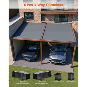 Kit Pergola 2 Pezzi con Staffe Inclinabili a 3 Vie da 4x4 Pollici e Travi in Legno da 3.5x3.5 Pollici Dimensione Reale 3 Pali per Gazebo e Padiglione - Product Image 3
