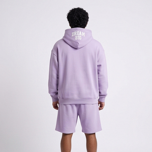 Ensemble de shorts de survêtement amples pour hommes avec broderie effet usé, 100 % polaire polyester, à capuche, coupe ample, épaules tombantes, pour l'hiver - Product Image 5