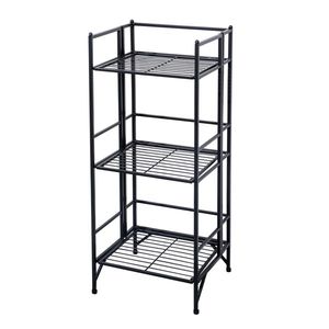 Black 3-Tier Wide Folding Metal Shelf Unit - Product Image 5