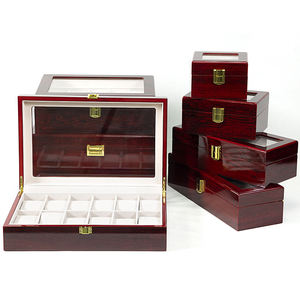 Wooden <b>Watch</b> Box with Glass Top 12 Slots Organizer Display <b>Case</b> Anti Dust Storage for Jewelry Collection - Product Image 2