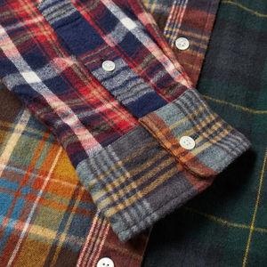 Customized Logo Flannel Shirt for Men <b>Patch</b> Pocket Curved Hem Plaid Pattern Full Sleeve Length Casual Style Made Flannel shirts - Product Image 5