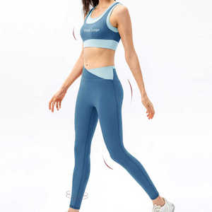 Ensembles de sport 2 pièces pour femmes, leggings taille haute unis avec soutien-gorge de sport rembourré et extensible, vêtements de sport grande taille - Product Image 4