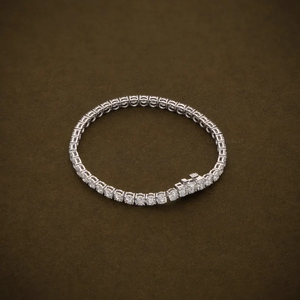 Pulsera de Diamantes Redondos Clásica, Pulsera de Diamantes Brillantes en Línea, Regalo de Aniversario de Bodas, Joyería Fina - Product Image 3