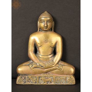 5 pouces dernier Jain Tirthankara 'Mahavir' tenture murale faite à la main en Inde en laiton - Product Image 1