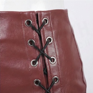 Minifalda de Cuero Sintético PU de Cintura Alta para Mujer, con Cierre Lateral y Diseño de Cordones, Estilo Sexy para Club, Color Sólido, Alta Calidad - Product Image 5