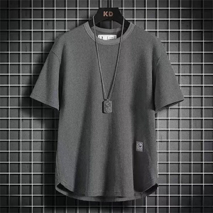เสื้อยืดลำลองผู้ชาย/ผู้หญิง ลายวาฟเฟิลสีดำ โลโก้ด้านหน้า ผ้าฝ้าย 100% กันยับ ระบายอากาศได้ดี เป็นมิตรกับสิ่งแวดล้อม รุ่นปี 2024 - Product Image 3