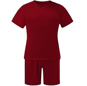 Conjunto Deportivo Casual para Hombre SANGLASPORTS, Color Sólido Vintage, Pantalones Cortos de Punto de Manga Corta, Secado Rápido, Ligero, Cintura Elástica, Ropa de Playa - Product Image 1