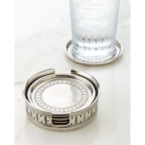 Ensemble de sous-verres en métal faits à la main dans un support décoratif – Protection durable pour table, idéal pour restaurants, mariages et fournitures hôtelières - Product Image 1