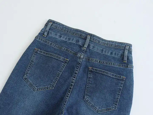 Trendy <b>Women</b> Denim <b>Jeans</b> Pant High <b>Waist</b> Straight Ripped <b>Elastic</b> <b>Waist</b> Vintage Stretch Comfortable Stylish Chic Everyday - Product Image 5
