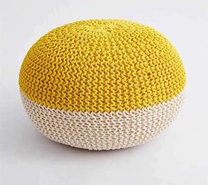 Puf Otomano Redondo Moderno para Exteriores - Diseño de Macramé - Cordón Trenzado 100% Algodón Hecho a Mano y Cosido a Mano para Comedor de Hotel - Product Image 1