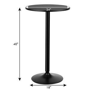 24-Inch Modern Style Round Cocktail <b>Table</b> with Metal Base and MDF Top for <b>Bar</b> Settings - Product Image 5