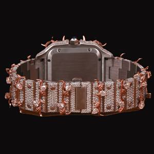 Reloj de Lujo VVS Moissanite, Estilo Romano, Hecho a Mano, Completamente Adornado con Diamantes, Movimiento de Cuarzo Mecánico, Unisex, Cristal de Zafiro, Analógico, Estilo Hip Hop - Product Image 5