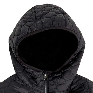 Quilted Hooded <b>Jacket</b> Women Solid Color Full Sleeve Zipper Closure Polyester Wadding Autumn Wear - Product Image 3