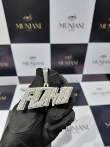 Pendentif personnalisé en argent sterling 925 avec moissanite, testé au diamant, style hip-hop, lettres personnalisées, effet glacé - Product Image 5