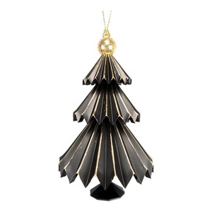 Adorno Navideño de Lujo para Año Nuevo, Árbol Acrílico 3D con Pintura Negra Mate, Copos de Nieve Retorcidos, Estrella Puntiaguda, Alas de Ángel, Torre - Product Image 2