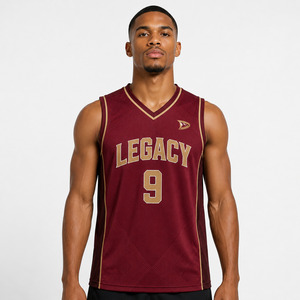 Legacy Basketball Jersey V-Neck Tank Top Men's Adult 360gsm 100% Polyester Mesh Breathable <b>Athletic</b> Apparel - Product Image 1