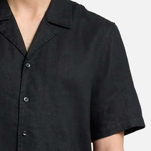 Relaxed Fit Comfort Wear 2026Solid Color Men Casual Linen T Shirt With Turn <b>Down</b> Collar And Short Sleeve High Quality Material - Product Image 4