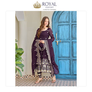 ชุดอนารกาลีงานปักผ้าไหมเนื้อหนาคุณภาพเยี่ยมสำหรับงานแต่งงานของผู้หญิงจากอินเดีย - Product Image 5