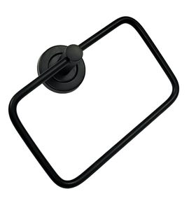 Porte-serviettes mural en acier inoxydable noir avec revêtement en poudre pour lavabo et salle de bain - Product Image 4