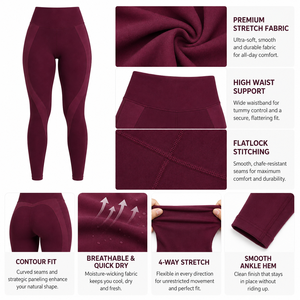 Pantalones de Yoga Ajustados de Cintura Alta Personalizados, Leggings Sin Costuras de Spandex de Alta Calidad, Pantalones de Yoga Largos para Entrenamiento - Product Image 3