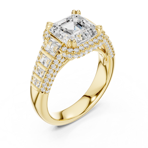 ออกแบบแยกก้าน14K แหวนทองแข็งสีเหลืองกับ Asscher ตัดห้องปฏิบัติการตัด GRA ได้รับการรับรองงานแต่งงานและแหวนหมั้น - Product Image 4