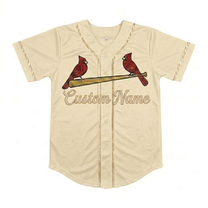 Camiseta Deportiva Transpirable Unisex para Adultos, Personalizada al por Mayor, con el Nombre del Equipo Impreso Digitalmente, de los Cardinals de Béisbol, Color Crema, Manga Corta - Product Image 1