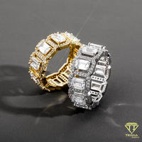 Bague élégante en argent sterling 925 avec pierre baguette en diamant de laboratoire pour collections de bijoux de luxe