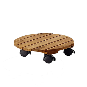 Chariot de transport robuste pour plantes avec lattes en bois et roulettes verrouillables, support mobile pour plantes d'intérieur et d'extérieur - Product Image 3