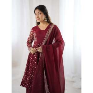 Embroidered Sequence Work Party Wear <b>Top</b>-Bottom and Dupatta Regional Clothing - Product Image 3