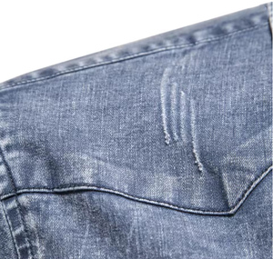 Chemise en jean délavé pour homme de qualité supérieure, manches longues, col rabattu, boutonnée, poches sur le devant, gris foncé – Nouvelle collection, offre spéciale - Product Image 6