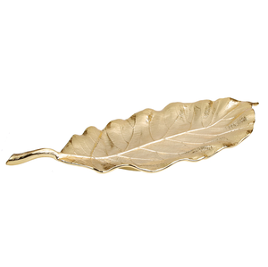 Plat de service en aluminium en forme de feuille de plume, finition dorée, pour la maison, la cuisine, la table, les fruits secs et les collations - Product Image 4