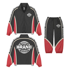 Wholesale Custom Logo <b>Y2K</b> Oversized <b>Tracksuit</b> Set Men Women Streetwear Windbreaker Jacket and Pants Casual Sportswear - Product Image 1