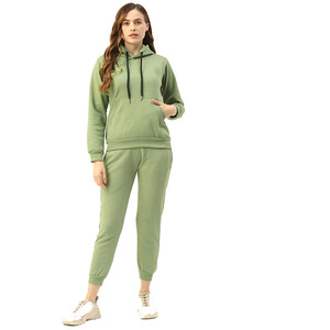 Ensemble de survêtement décontracté élégant pour femme, sweat à capuche et pantalon de jogging en mélange de coton doux, tenue 2 pièces pour la mode en plein air - Product Image 1