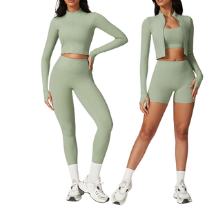 Ensemble de yoga 4 pièces pour femme 2026 – Taille haute en spandex, séchage rapide, respirant – Tenue de fitness et de yoga pour femme - Product Image 1