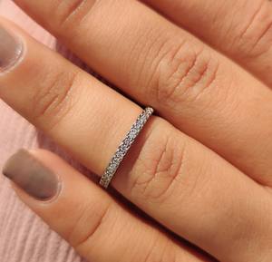 Anillo de Compromiso Unisex con Diamantes de Corte Brillante Cultivados en Laboratorio, Banda de Media Eternidad de 0.20 Quilates, Oro 14K/18K, PT950/S925, Certificado IGI - Product Image 1