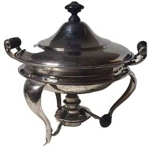 Modern Sphere Casserole Premium Food Warmers Silver Stainless Steel <b>Buffet</b> <b>Server</b> with Geometric X-Frame Laser Cut Base - Product Image 1