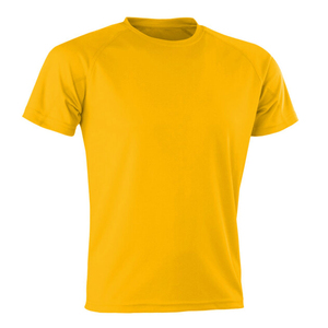 เสื้อยืดคอกลมแขนสั้นผู้ชาย แห้งเร็ว สีพื้น ทรงปกติ สวมใส่สบาย ผ้าถัก โพลีเอสเตอร์ 100% สีเหลือง - Product Image 2