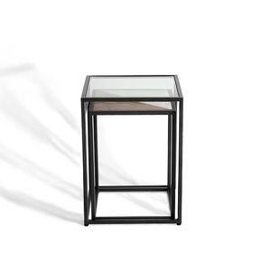 Set di Tavolini Moderni Contemporanei a 2 Pezzi in Vetro e Metallo per un Soggiorno Elegante - Product Image 3