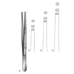 Pinzas para tejidos 2x4 dientes 160mm |   Instrumento Dental de Acero Inoxidable de Primera Calidad - Product Image 3