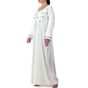 2026 Trends Cp Modest Ankle-Length Traditional Jalabiya <b>Dress</b> Polyester ODM Service Geometric Pattern V Neck Breathable - Product Image 5